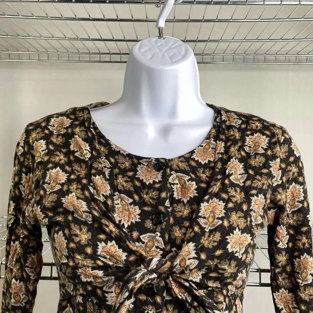 Vintage Esprit‎ Girls Y2K Black Floral Dress Est. Size 6 Whimsigoth Cottagecore
